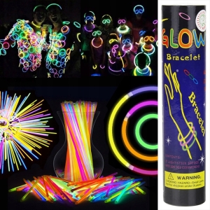 Świecące w ciemności opaski Bransoletki Fluorescencyjne Pałeczki patyczki słomki 100 Szt