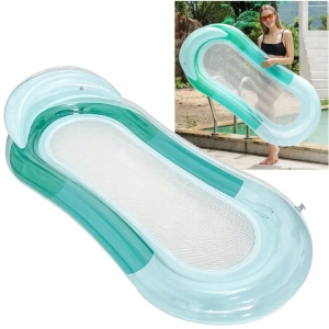 Materac Dmuchany do Pływania Leżak Fotel z Oparciem do Wody Siatka 160x70cm