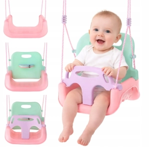 Huśtawka dla dzieci 3w1 kubełkowa, z oparciem, deska do domu i ogrodu do 30 kg