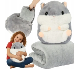 Koc chomik 3w1 105x200 cm – kocyk, poduszka i przytulanka dla dzieci do domu i podróży