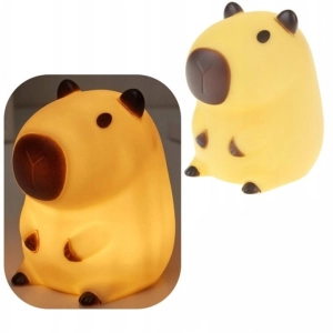 Lampka Kapibara 9cm nocna LED dla dzieci silikonowa ciepłe światło na baterie do pokoju dziecka